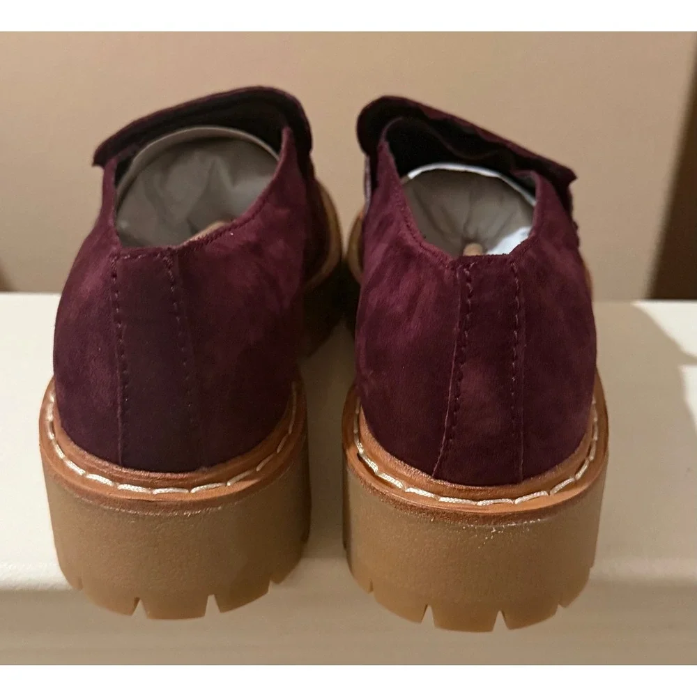 Marc Fisher LTD Norton Lug Sole NEW Loafer Burgundy Suede Preppy Women's 9